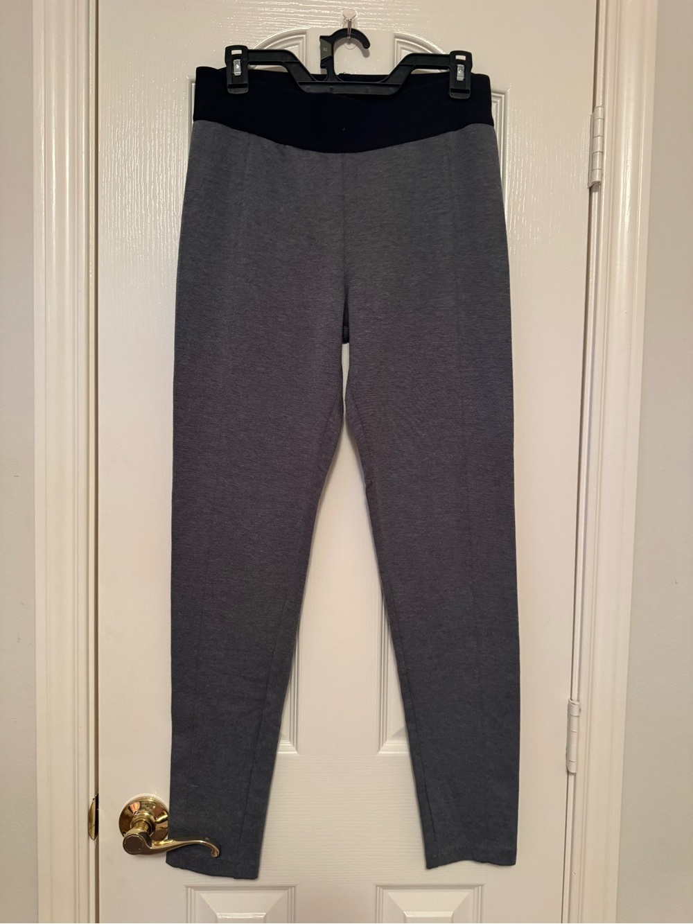 Stretch Cotton Blend Leggings in Charcoal with Black Waistband